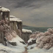 Gustave Courbet – Klippen am Meer unter dem Schnee 1864 | Giclée Kunstdruck gerahmt