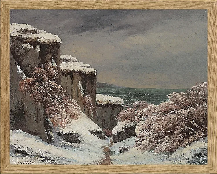 Gustave Courbet – Klippen am Meer unter dem Schnee 1864 | Giclée Kunstdruck gerahmt