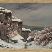 Gustave Courbet – Klippen am Meer unter dem Schnee 1864 | Giclée Kunstdruck gerahmt