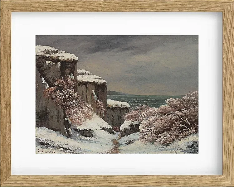 Gustave Courbet – Klippen am Meer unter dem Schnee 1864 | Giclée Kunstdruck gerahmt