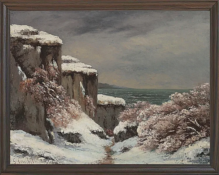 Gustave Courbet – Klippen am Meer unter dem Schnee 1864 | Giclée Kunstdruck gerahmt