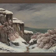 Gustave Courbet – Klippen am Meer unter dem Schnee 1864 | Giclée Kunstdruck gerahmt