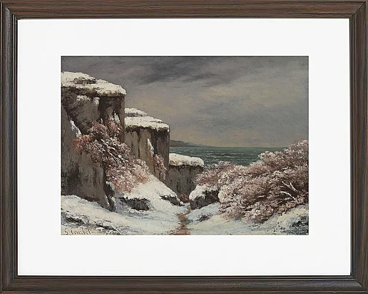 Gustave Courbet – Klippen am Meer unter dem Schnee 1864 | Giclée Kunstdruck gerahmt