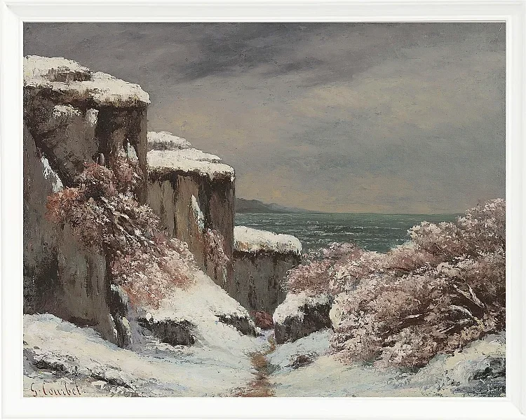 Gustave Courbet – Klippen am Meer unter dem Schnee 1864 | Giclée Kunstdruck gerahmt