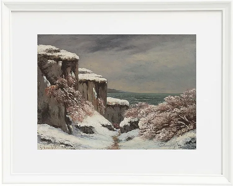 Gustave Courbet – Klippen am Meer unter dem Schnee 1864 | Giclée Kunstdruck gerahmt