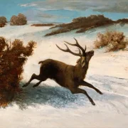 Gustave Courbet | Hjort løber i sneen - 1856 | Indrammet kunsttryk | Realisme