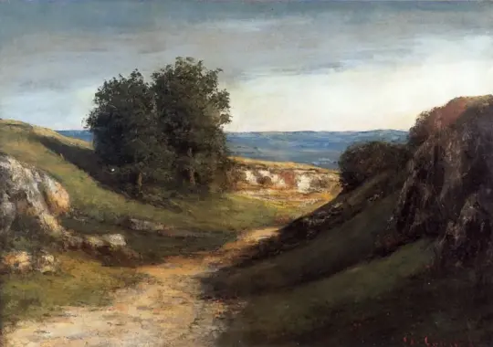 Gustave Courbet | Landschaft bei Gruyere - 1850 | Gerahmter Kunstdruck | Realismus