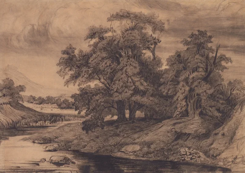 Gustave Courbet | Landschaft mit großen Bäumen – 1870 | Gerahmter Kunstdruck | Realismus