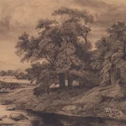 Gustave Courbet | Landschaft mit großen Bäumen – 1870 | Gerahmter Kunstdruck | Realismus