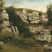 Gustave Courbet | Landskab med klippevægge og vandfald – 1872 | Indrammet kunsttryk | Realisme