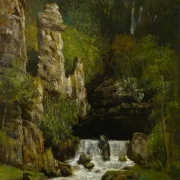 Gustave Courbet | Landschaft mit Wasserfall – 1865 | Gerahmter Kunstdruck | Realismus