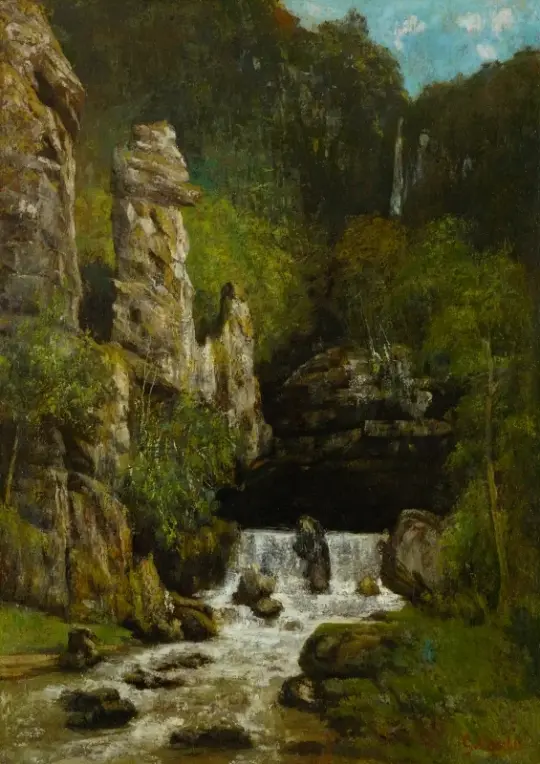 Gustave Courbet | Landskab med vandfald – 1865 | Indrammet kunsttryk | Realisme