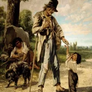 Gustave Courbet | En tiggeralmisse – 1850 | Indrammet kunsttryk | Realisme