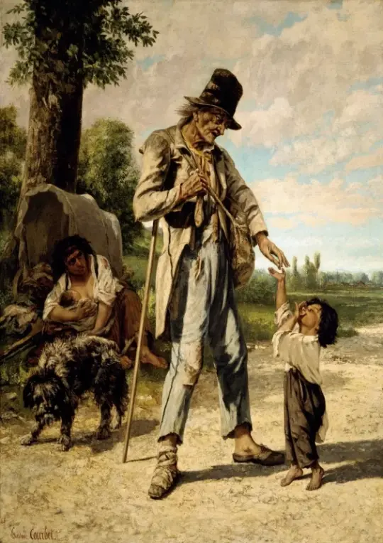 Gustave Courbet | En tiggeralmisse – 1850 | Indrammet kunsttryk | Realisme