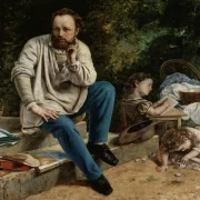 Gustave Courbet | Pierre-Joseph Proudhon und seine Kinder – 1853 | Gerahmter Kunstdruck | Realismus
