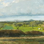 Gustave Courbet | Landskab med mur og frugthave – 1870 | Indrammet kunsttryk | Realisme