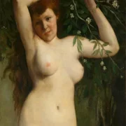 Gustave Courbet | Nøgenfigur med blomstrende gren – 1863 | Indrammet kunsttryk | Realisme
