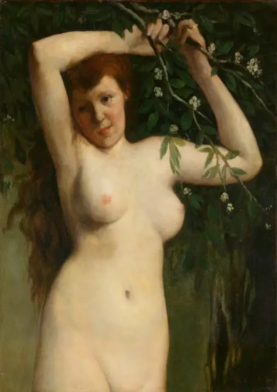 Gustave Courbet | Nøgenfigur med blomstrende gren – 1863 | Indrammet kunsttryk | Realisme