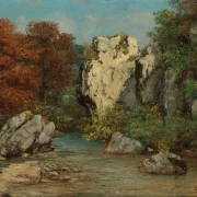 Gustave Courbet | Landskab med bæk og klippe – 1860 | Indrammet kunsttryk | Realisme