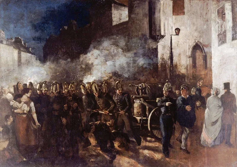 Gustave Courbet | Feuerwehrleute auf dem Weg zu einem Brand – 1850 | Gerahmter Kunstdruck | Realismus
