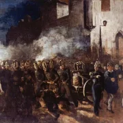 Gustave Courbet | Feuerwehrleute auf dem Weg zu einem Brand – 1850 | Gerahmter Kunstdruck | Realismus