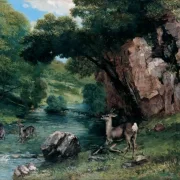 Gustave Courbet | Hjorte ved bækken - 1868 | Indrammet kunsttryk | Realisme