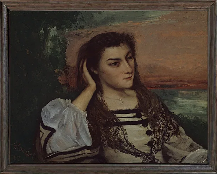Gustave Courbet – Porträt von Gabrielle Borreau 1862 | Giclée Kunstdruck gerahmt