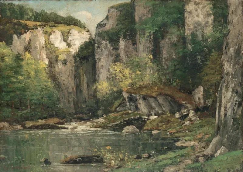 Gustave Courbet | Flod og klipper - 1873 | Indrammet kunsttryk | Realisme