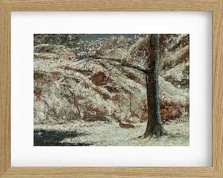 Gustave Courbet – Rehkitz im Schnee im Wald 1865 | Giclée Kunstdruck gerahmt