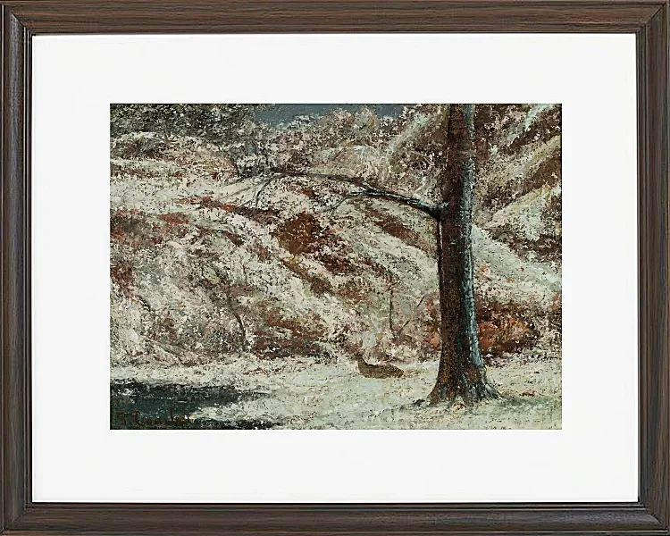 Gustave Courbet – Rehkitz im Schnee im Wald 1865 | Giclée Kunstdruck gerahmt