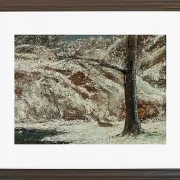 Gustave Courbet – Rehkitz im Schnee im Wald 1865 | Giclée Kunstdruck gerahmt
