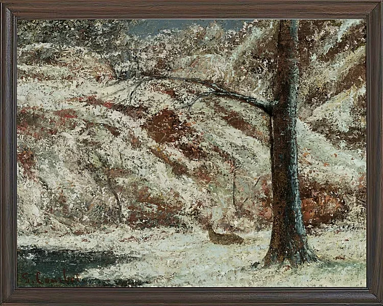 Gustave Courbet – Rehkitz im Schnee im Wald 1865 | Giclée Kunstdruck gerahmt
