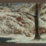 Gustave Courbet – Rehkitz im Schnee im Wald 1865 | Giclée Kunstdruck gerahmt