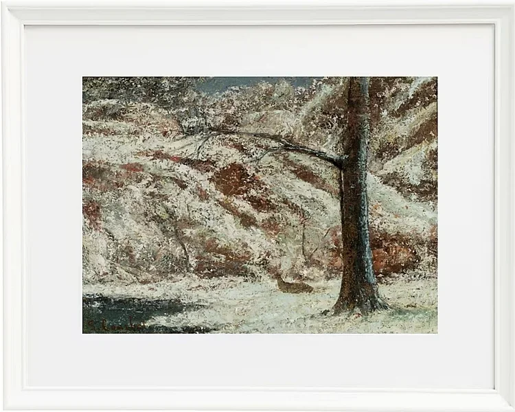 Gustave Courbet – Rehkitz im Schnee im Wald 1865 | Giclée Kunstdruck gerahmt
