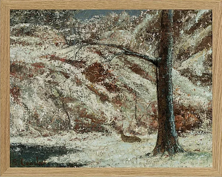Gustave Courbet – Rehkitz im Schnee im Wald 1865 | Giclée Kunstdruck gerahmt
