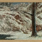 Gustave Courbet – Rehkitz im Schnee im Wald 1865 | Giclée Kunstdruck gerahmt