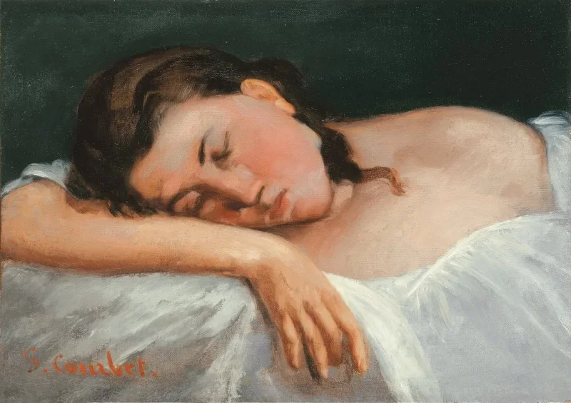 Gustave Courbet | Schlafendes Mädchen - 1847 | Gerahmter Kunstdruck | Realismus