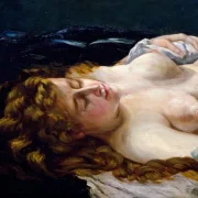 Gustave Courbet | Sovende nøgen kvinde - 1858 | Indrammet kunsttryk | Realisme