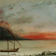 Gustave Courbet | Solnedgang ved Genevesøen - 1850 | Indrammet kunsttryk | Realisme