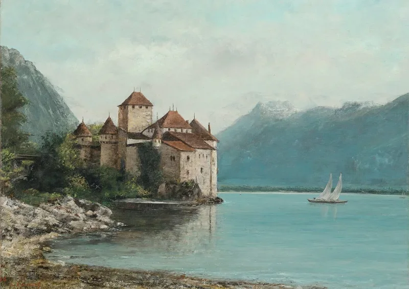 Gustave Courbet | Chillon Slot, Genevesøen – 1876 | Indrammet kunsttryk | Realisme