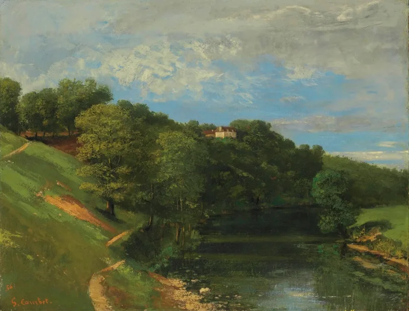 Gustave Courbet – Schloss am Fluss 1856 | Giclée Kunstdruck gerahmt