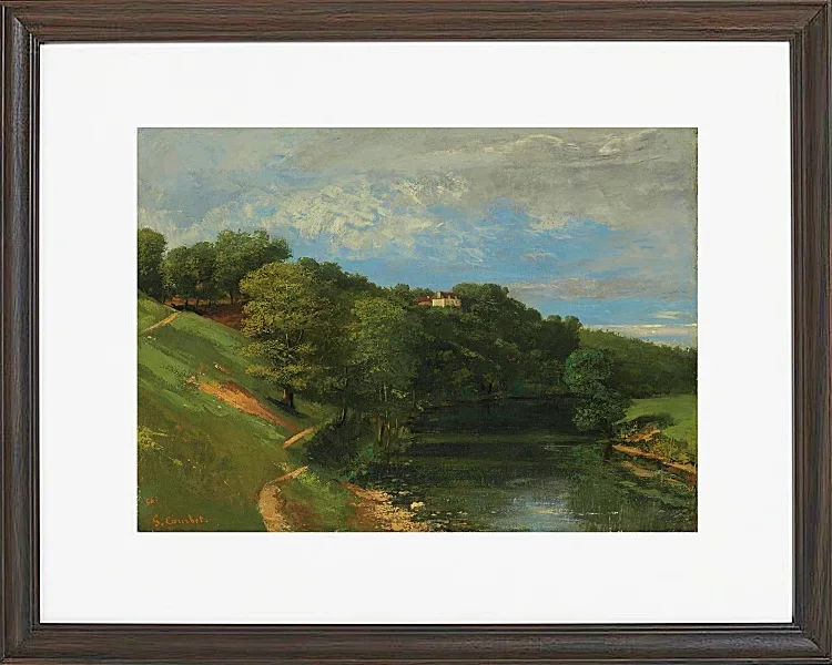 Gustave Courbet – Schloss am Fluss 1856 | Giclée Kunstdruck gerahmt