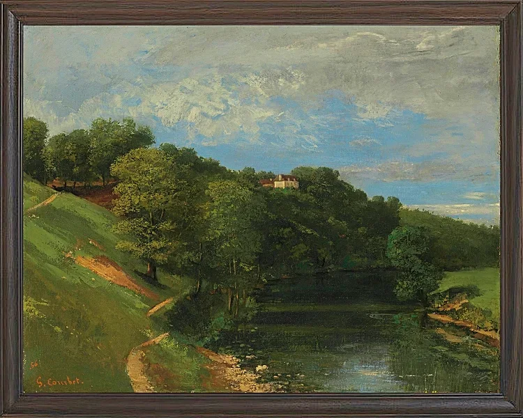 Gustave Courbet – Schloss am Fluss 1856 | Giclée Kunstdruck gerahmt