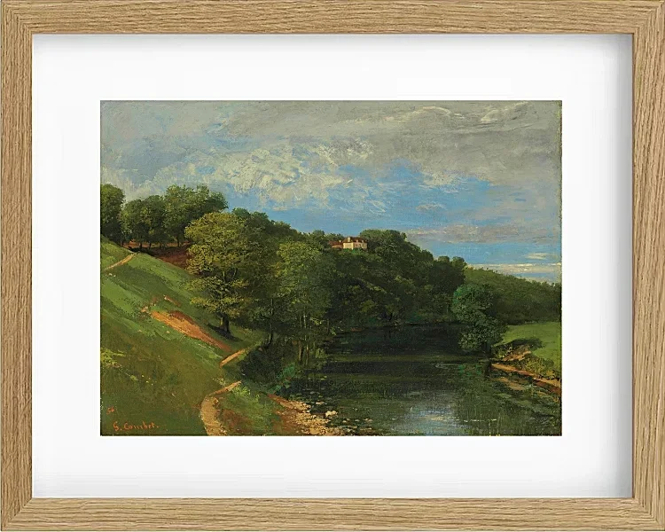 Gustave Courbet – Schloss am Fluss 1856 | Giclée Kunstdruck gerahmt