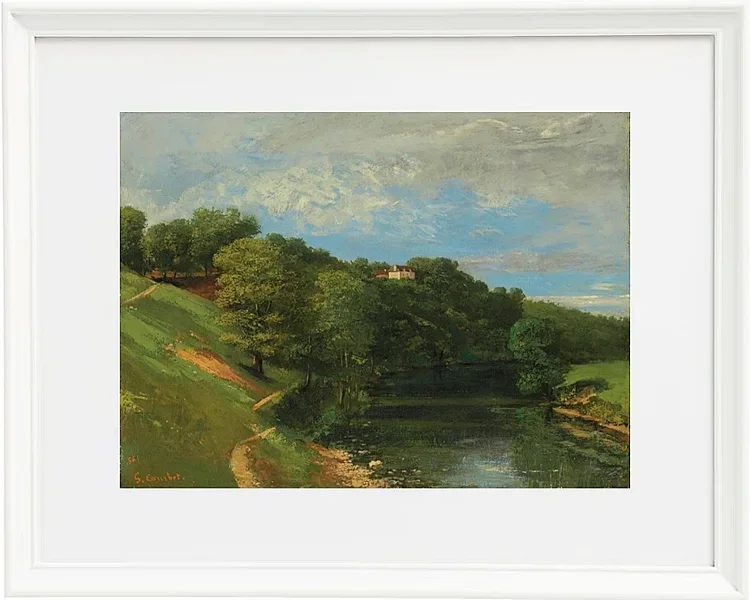 Gustave Courbet – Schloss am Fluss 1856 | Giclée Kunstdruck gerahmt