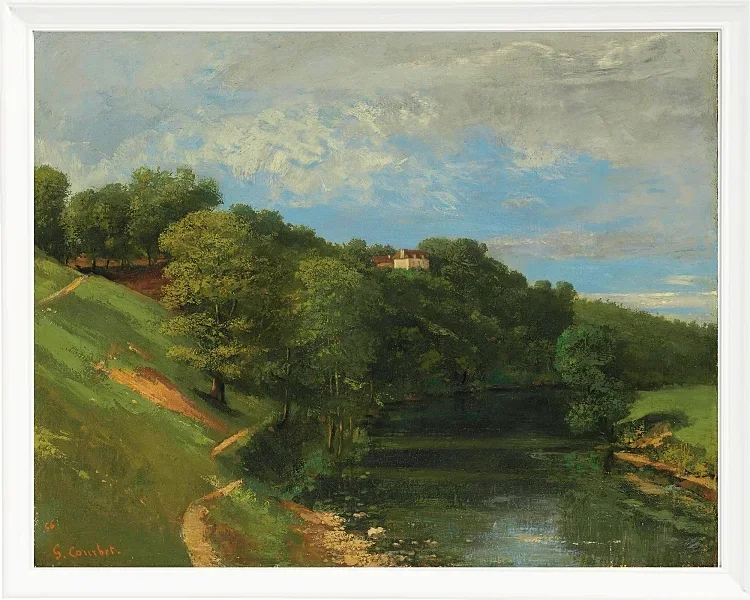 Gustave Courbet – Schloss am Fluss 1856 | Giclée Kunstdruck gerahmt