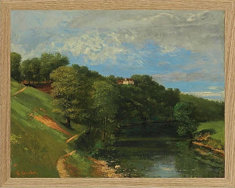 Gustave Courbet – Schloss am Fluss 1856 | Giclée Kunstdruck gerahmt