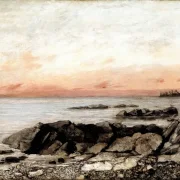 Gustave Courbet | Solnedgang, Vevey, Schweiz - 1874 | Indrammet kunsttryk | Realisme