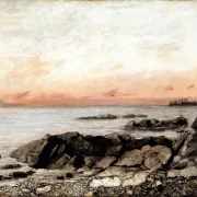 Gustave Courbet – Sonnenuntergang, Vevey, Schweiz 1874 | Giclée Kunstdruck gerahmt
