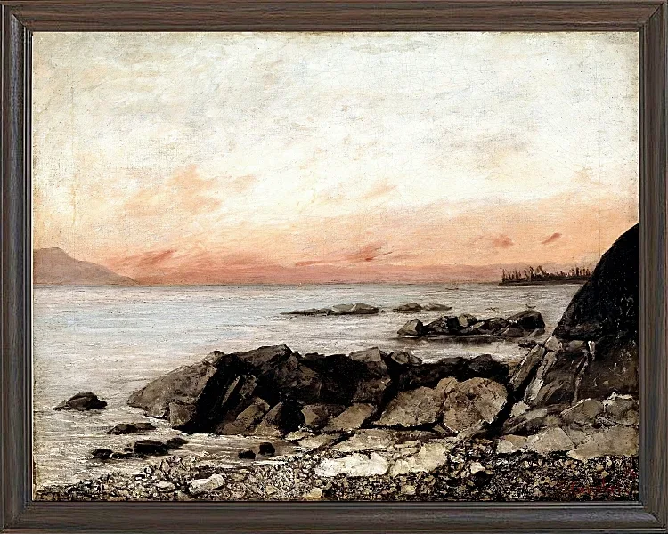 Gustave Courbet – Sonnenuntergang, Vevey, Schweiz 1874 | Giclée Kunstdruck gerahmt